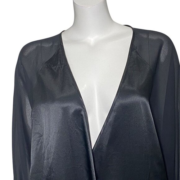 Vintage Victorias Secret Gold Label Long Robe Size M / L Black Long Sleeve - Picture 2 of 6